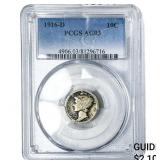1916-D Mercury Silver Dime PCGS AG03