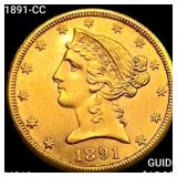 1891-CC $5 Gold Half Eagle CHOICE BU