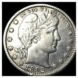 1892 Silver Barber Quarter NEARLY UNCIRCULATED