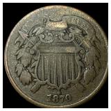 1870 Bronze Two-Cent Piece LIGHTLY CIRCULATED