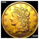 1836 $5 Gold Half Eagle CHOICE AU