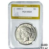 1935-S Silver Peace Dollar PGA MS64
