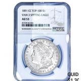 1891-CC Morgan Silver Dollar NGC AU53 VAM-3