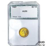 1887 $2.50 Gold Quarter Eagle PCI AU55