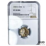 1909-S VDB Wheat Cent NGC VF20 BN
