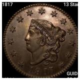 1817 13 Stars Coronet Head Large Cent CHOICE BU+