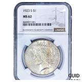 1923-S Silver Peace Dollar NGC MS62