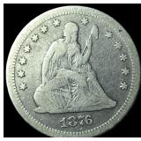 1876-S Silver Seated Liberty Quarter NICELY CIRCUL