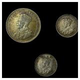 [3]1911-1936 Canada Silver 5 & 25 Cents CLOSELY UN