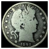 1892 Silver Half Dollar (Barber) LIGHTLY CIRCULATE