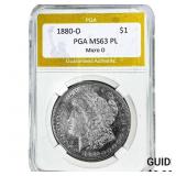 1880-O Morgan Silver Dollar PGA MS63 PL Micro O