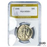 1946 Walking Liberty Half Dollar PGA MS66+
