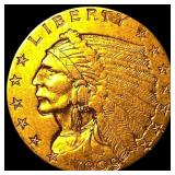 1909 Indian Head $2.50 Gold Quarter Eagle NEARLY U