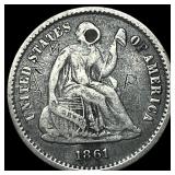 1861 Silver Half Dime (Holed) NICELY CIRCULATED
