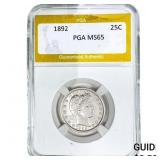 1892 Barber Quarter PGA MS65