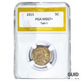 1913 Buffalo Nickel PGA MS67+ Type 1