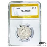 1854 Seated Liberty Quarter PGA MS63+
