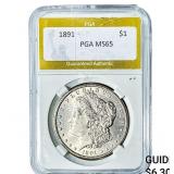1891 Morgan Silver Dollar PGA MS65