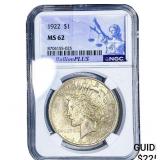1922 Silver Peace Dollar NGC MS62