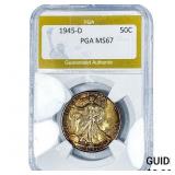 1945-D Walking Liberty Half Dollar PGA MS67