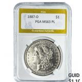 1887-O Morgan Silver Dollar PGA MS63 PL