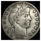 1911-S Silver Barber Half Dollar ABOUT UNCIRCULATE
