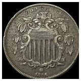 1866 Shield Nickel No Rays NEARLY UNCIRCULATED