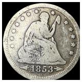 1853 Arrows/Rays Seated Liberty Quarter  NICELY C