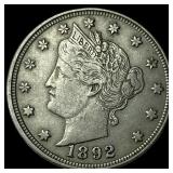 1892 Liberty Head Nickel NEARLY UNCIRCULATED