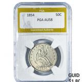 1854 Seated Liberty Half Dollar PGA AU58