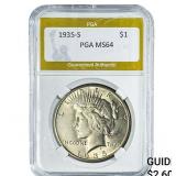 1935-S Silver Peace Dollar PGA MS64