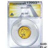 1915-S $5 Gold Half Eagle ANACS AU50