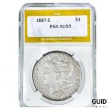 1887-S Morgan Silver Dollar PGA AU50