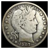 1907-D Silver Barber Half Dollar LIGHTLY CIRCULATE