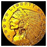 1909 Indian Head Gold $2.50 Quarter Eagle CHOICE A