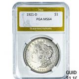 1921-D Morgan Silver Dollar PGA MS64
