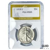 1918-S Walking Liberty Half Dollar PGA MS65