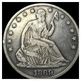1869 Seated Liberty Half Dollar NEARLY UNCIRCULATE
