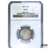 1892 Barber Quarter NGC VF35