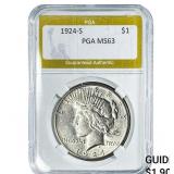 1924-S Silver Peace Dollar PGA MS63