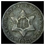1853 Silver Three-Cent Piece LIGHTLY CIRCULATED