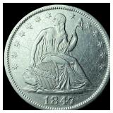 1847-O Silver Half Dollar CHOICE AU