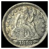 1853 Arrows Seated Liberty Dime NEARLY UNCIRCULATE