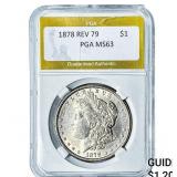 1878 Rev 79 Morgan Silver Dollar PGA MS63