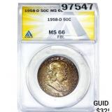 1958-D Franklin Half Dollar ANACS MS66 FBL