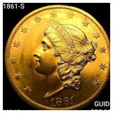 1861-S $20 Gold Double Eagle UNCIRCULATED +