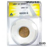 1867 Indian Head Cent ANACS G6