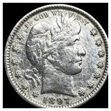 1897 Silver Barber Quarter CLOSELY UNCIRCULATED
