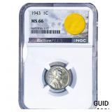 1943 Wheat Cent NGC MS66 WWII Parachute Fragment