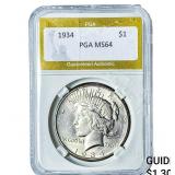 1934 Silver Peace Dollar PGA MS64
